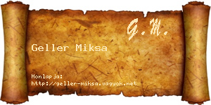 Geller Miksa névjegykártya